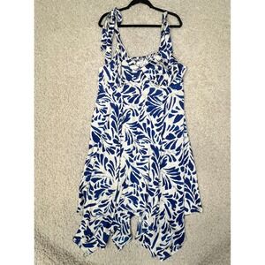 ALEXIS for Target Dress Womens 1X Blue Botanical Tie Strap Asymmetrical Resort
